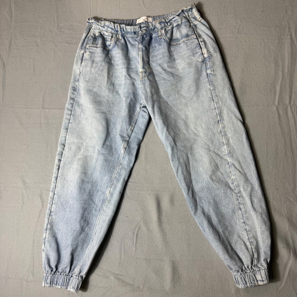 Rag & Bone Miramar Jogger Light Wash Denim Print Cotton Terry Pants Size Medium